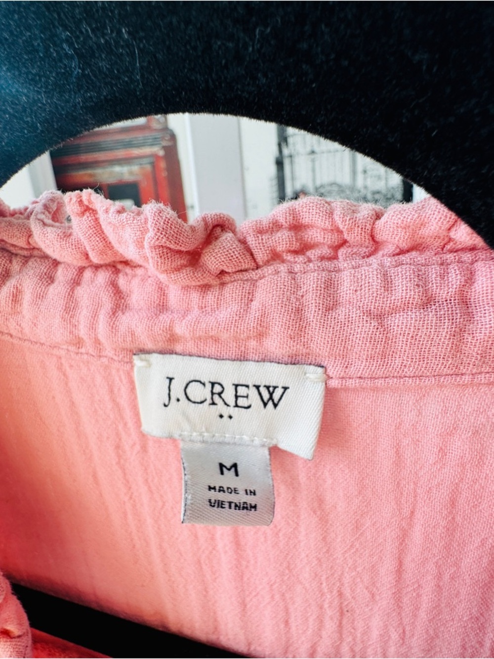 J.Crew Double Gauze Ruffle Henley Sleeveless Top - Pink - Medium - Picture 3 of 9
